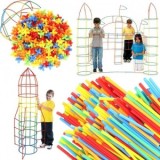 Set de construit cu paie, 408 piese, multicolor