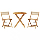 Cumpara ieftin Set mobilier bistro, 3 piese, bej, polipropilena si lemn masiv