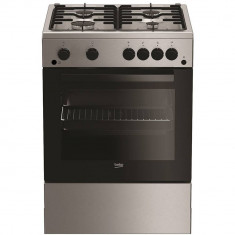 Aragaz Beko FSGT62110DXO 4 Arzatoare Gaz Aprindere electrica Clean Zone 59 litri Reglare presiune gaz natural Inox foto