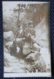 Fotografie tip Carte Postala, Barbat si femeie in excursie la munte, perioada interbelica