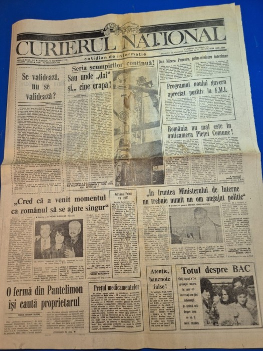 ziarul curierul national 18 noiembrie 1992