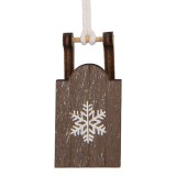 Ornament brad Craciun Saniuta lemn maro alb II 3x2x6 cm