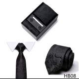 Set elegant MBrands de cravata + batista + ac +butoni din matase naturala 100% - Negru