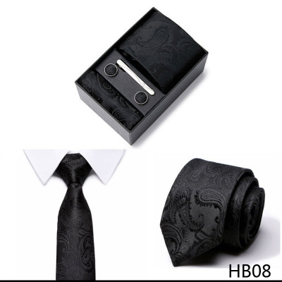 Set elegant MBrands de cravata + batista + ac +butoni din matase naturala 100% - Negru foto