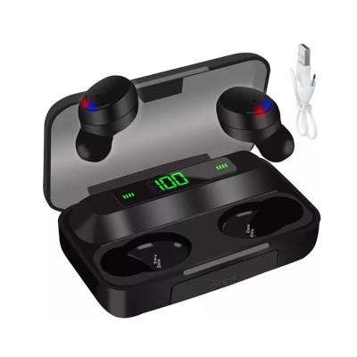 Casti Wireless cu power bank, Bluetooth 5.1, display LCD, raza actiune 10 m, 2200 mAh, cablu USB-microUSB foto