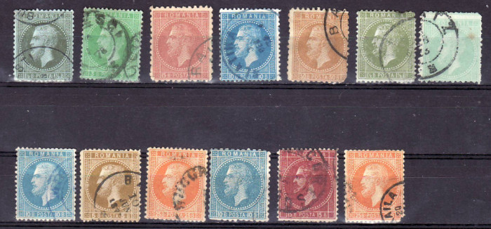 Romania 1879 - 1882 Lot Carol I stampilate 13 valori