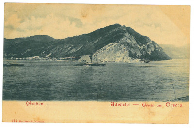 3956 - ORSOVA, Danube Kazan, ship, Litho, Romania - old postcard - used - 1898 foto