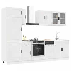 vidaXL Set dulap de bucătărie 8 piese &bdquo;Kalmar&rdquo; alb lucios Lemn