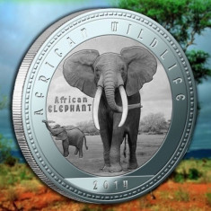 Zambia 1000 Kwacha 2014 UNC Elefant 40mm argintiu foto