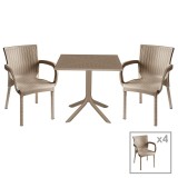 Cumpara ieftin Set de gradina masa si scaune Groovy, Festive set 5 piese plastic cappuccino 80x80x74.5cm