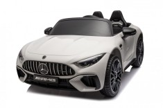 Masinuta electrica pentru copii 2-7 ani Mercedes SL63, 160W, 12V 10Ah, PREMIUM, roti moi, scaun tapitat, alba foto