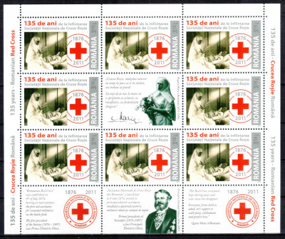Romania 2011, LP 1907 d, 135 ani Societatea Cruce Rosie, minicoala, MNH! RARA! foto