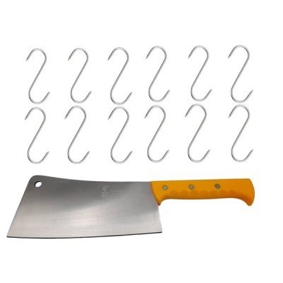 Set Satar macelarie Rough Kitchen, otel inoxidabil si 12 Carlige macelarie,inox DEPOX&amp;reg;, 43.5 cm foto