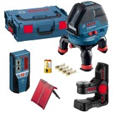 Bosch GLL 3-50 + BM 1 + LR 2 - Nivela laser cu linii si puncte 3 linii laser 10 m 1 punct laser 5 m +/-0.3 mm/m receptor suport perete valiza speciala