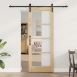 Ușă glisantă vidaXL cu set de accesorii &#039;ORKDAL&#039;din lemn masiv &amp; sticlă, Ușă interioară vidaXL cu sticlă &#039;ORKDAL&#039;78x202x4 cm din lemn masiv de pin