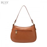 Cumpara ieftin Geanta dama, BUSY LDY&amp;GTM&reg; Sophi, piele naturala, buzunar interior antifurt, de umar si de mana, maro
