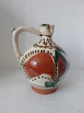 Ulcior de Nănaș Ceramica de Vama &ndash; Autentic, Pictat Manual, Motiv Floral, Artă Populară Vintage Colecție, 23 cm &Icirc;nălțime, Piesă Etnografică