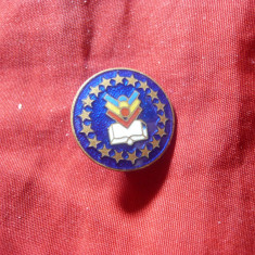 Insigna Romania Sport - cu Emblema Daciada , metal si email , d=1,8cm