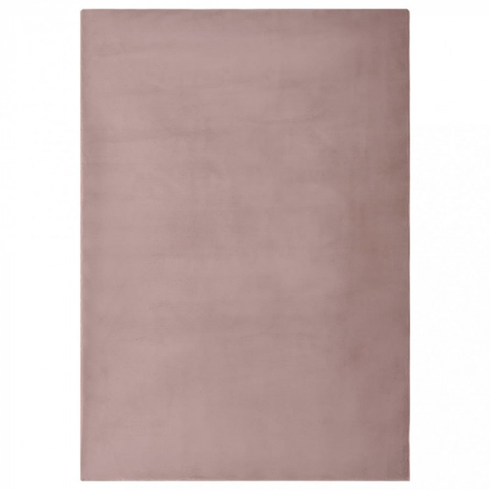 vidaXL Covor, roz &icirc;nvechit, 180x270 cm, blană ecologică de iepure