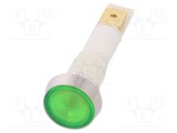Lampă de control LED plată verde 12VDC 12VAC &Oslash;10mm NINIGI