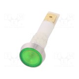 Lampă de control LED plată verde 12VDC 12VAC &Oslash;10mm NINIGI