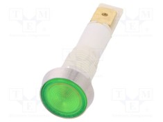 Lampa de control LED plata verde 12VDC 12VAC ?10mm NINIGI foto