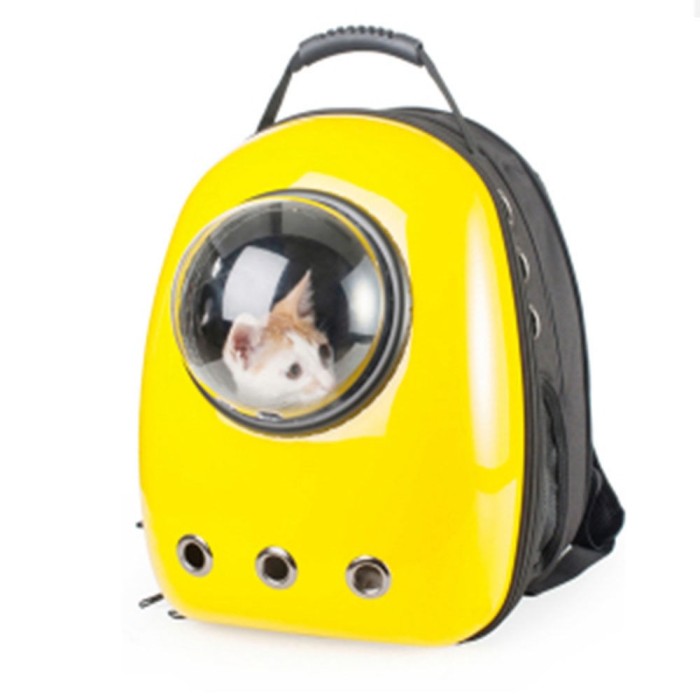 Rucsac transport animale de companie, tip capsula astronaut, galben, Gonga Rucsac transport animale de companie, tip capsula astronaut, galben, Gonga