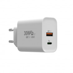 Adaptor Priza 30W Qeno® Incarcator Tip C Si USB 3.0, Iphone, Samsung, Tableta