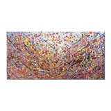 Tablou gigant pictat manual birou, living, Compozitie abstracta, 140x70cm ulei pe panza, reproducere Jackson Pollock