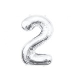 Balon folie sub forma de cifra, argintiu, 85 cm-Tip Cifra 2