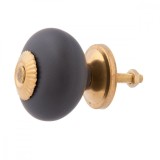 Buton mobila din fier auriu si ceramica negru mat &Oslash; 4 cm x 4 cm