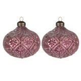 Cumpara ieftin Set 2 globuri brad Craciun sticla rosie 10x11 cm