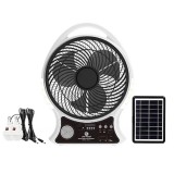Ventilator Solar 24W cu LED, Radio FM, Powerbank, Bluetooth, USB, Acumulator 6V, 3 Viteze, Panou Solar 9V/6W
