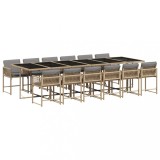 Cumpara ieftin Set mobilier gradina cu perne, 13 piese, bej combinat poliratan
