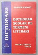 DICTIONAR SCOLAR DE TERMENI LITERARI de TEODOR CAPOTA , PENTRU CLASELE VII - XII , ANII &#039;2000