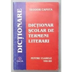 DICTIONAR SCOLAR DE TERMENI LITERARI de TEODOR CAPOTA , PENTRU CLASELE VII - XII , ANII '2000