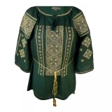 Cumpara ieftin Bluza verde cu motiv geometric auriu - BMG136