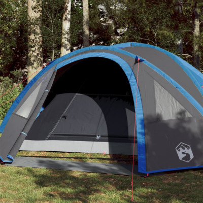 vidaXL Cort de camping cupolă pentru 4 persoane, albastru, impermeabil foto