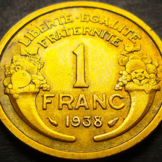 Moneda istorica 1 FRANC - FRANTA, anul 1938 * cod 4055
