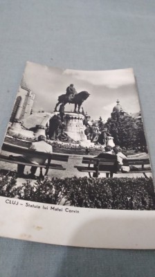 CARTE POSTALA -CLUJ - STATUIA LUI MATEI CORVIN CIRCULATA foto
