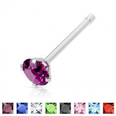 Piercing pentru nas din oțel inoxidabil - barbell drept, zirconiu rotund de diferite culori - Diametru piercing: 1 mm, Culoare zirconiu piercing: Negr