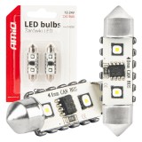Becuri auto LED Canbus Festoon C5W 2SMD 3838 41mm lumina alba 5500K 12/24V AMiO, fara efect de palpaire, pentru oprafuri traditionale