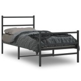 vidaXL Cadru pat metalic cu tăblii de cap/picioare&nbsp; negru, 90x200 cm 355376