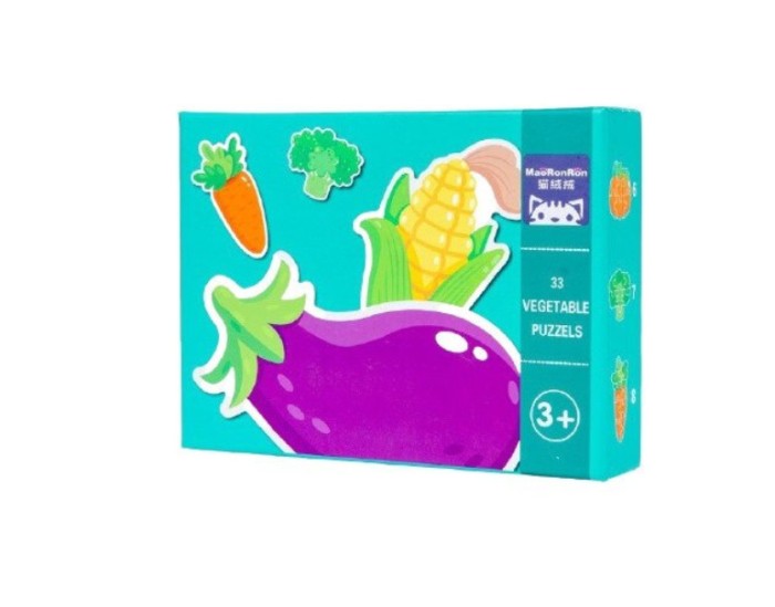 Set puzzle de jucarie, 8 Legume din lemn, 33 de piese, 20 x 15 cm