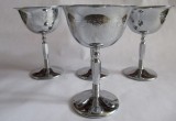 Set 4 pahare de cocktail art deco cromate, anii 1930