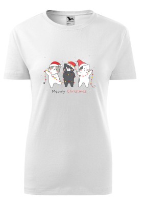 Tricou Personalizat de Craciun cu Pisici si Mesaj Meowy Christmas foto