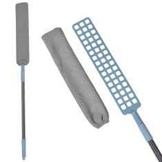Pamatuf pentru curatat praful, flippy, model slim pentru zone greu accesibile, maner extensibil, laveta microfibra inclusa, usor de curatat, albastru
