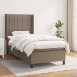 Gossi pat box spring cu saltea, gri taupe, 90x190 cm, textil