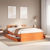 VidaXL Cadru pat fără saltea/cu tăblie maro 140x190 cm lemn masiv pin 3308779