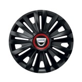 Cumpara ieftin Set 4 capace roti Negre Cu Inel Rosu Royal R15 pentru gama auto Dacia, Autohelix MSA
